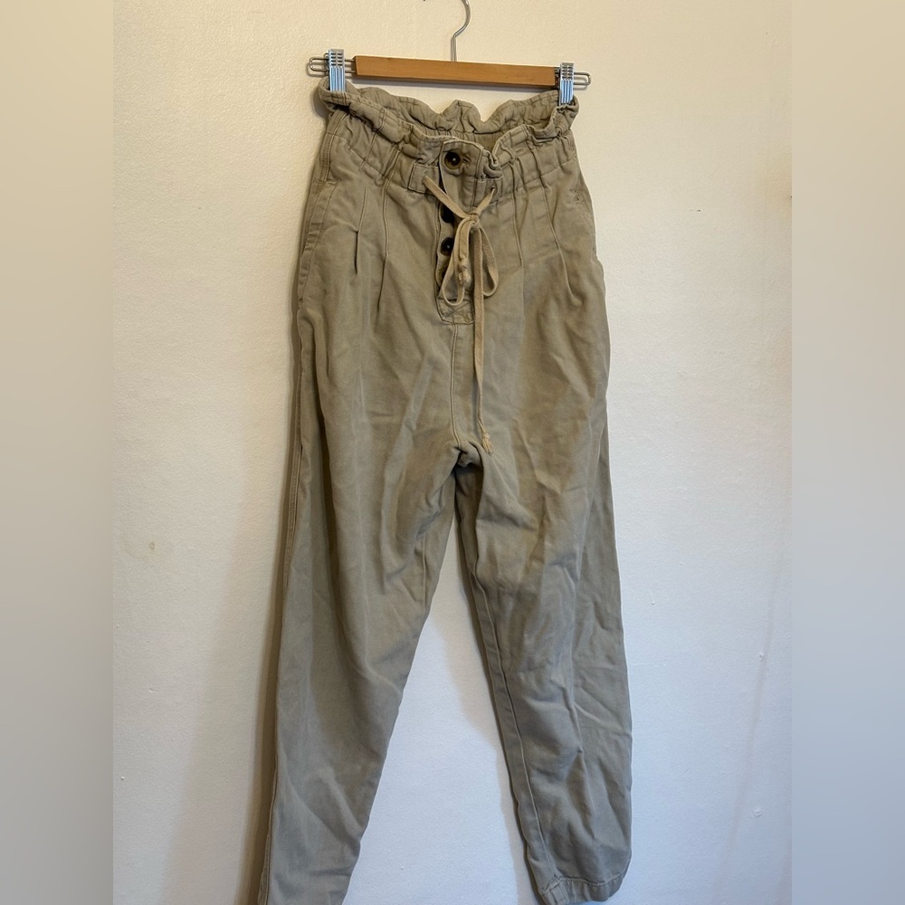 Free People Taupe Paperbag Style Pants